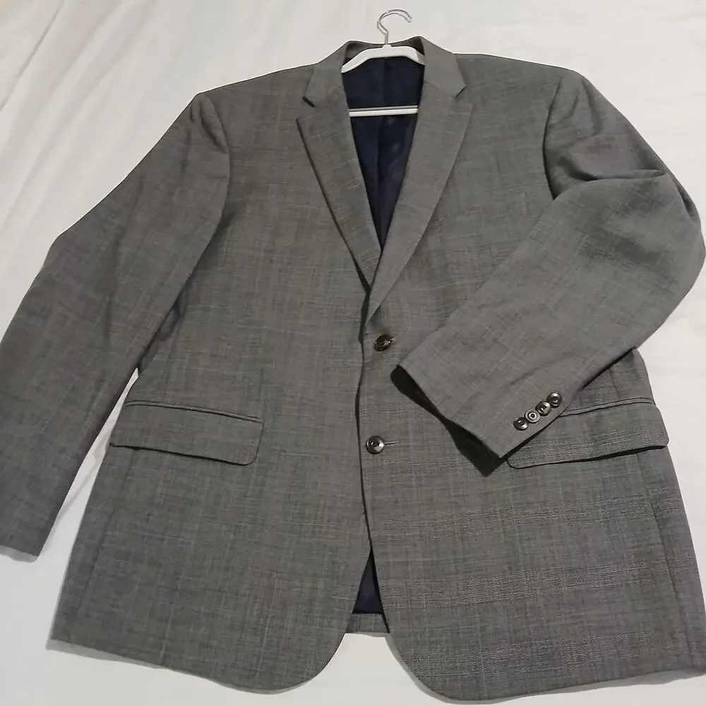 Jos.A.Bank Brrr Comfort blazer 48L Slate Grey Wool Tailored-Fit Plaid Classic